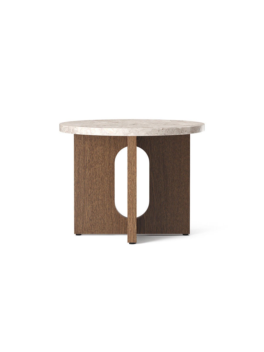 Androgyne Side Table, Ø50 cm fra Audo Copenhagen (Mørkbejdset eg / kunis breccia stone)