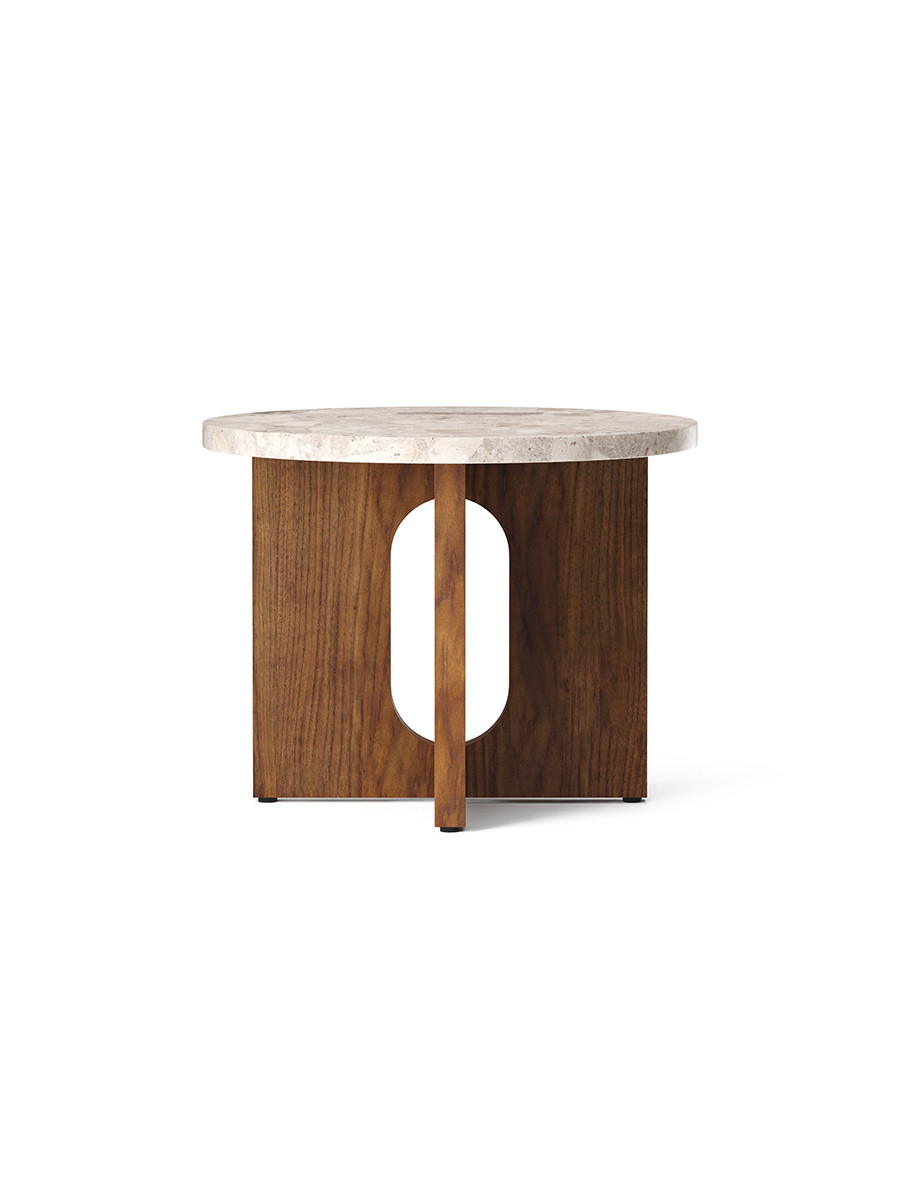 Androgyne Side Table, Ø50 cm fra Audo Copenhagen (Valnød / kunis breccia stone)