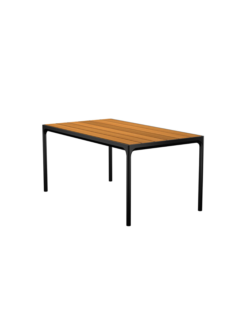 Four Table 160 x 90 cm fra Houe (Sort aluminium stel / bambus bordplade)