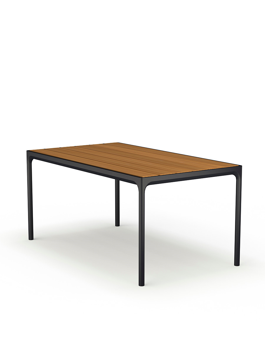 Four table 160 x 90 cm fra Houe (Sort aluminium stel / bambus bordplade)