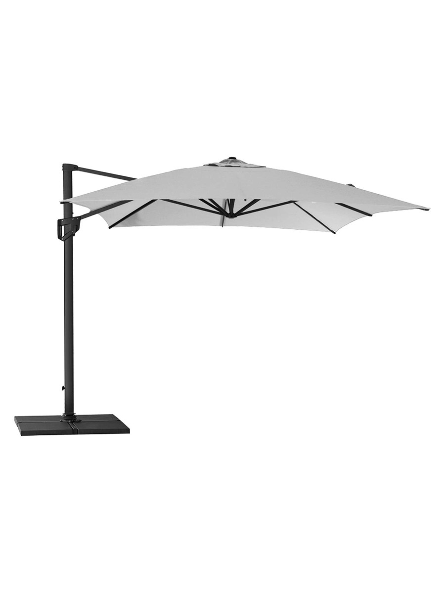 Hyde Luxe parasol 3×3 m. med tilt inkl. fod fra Cane-line (Light grey)
