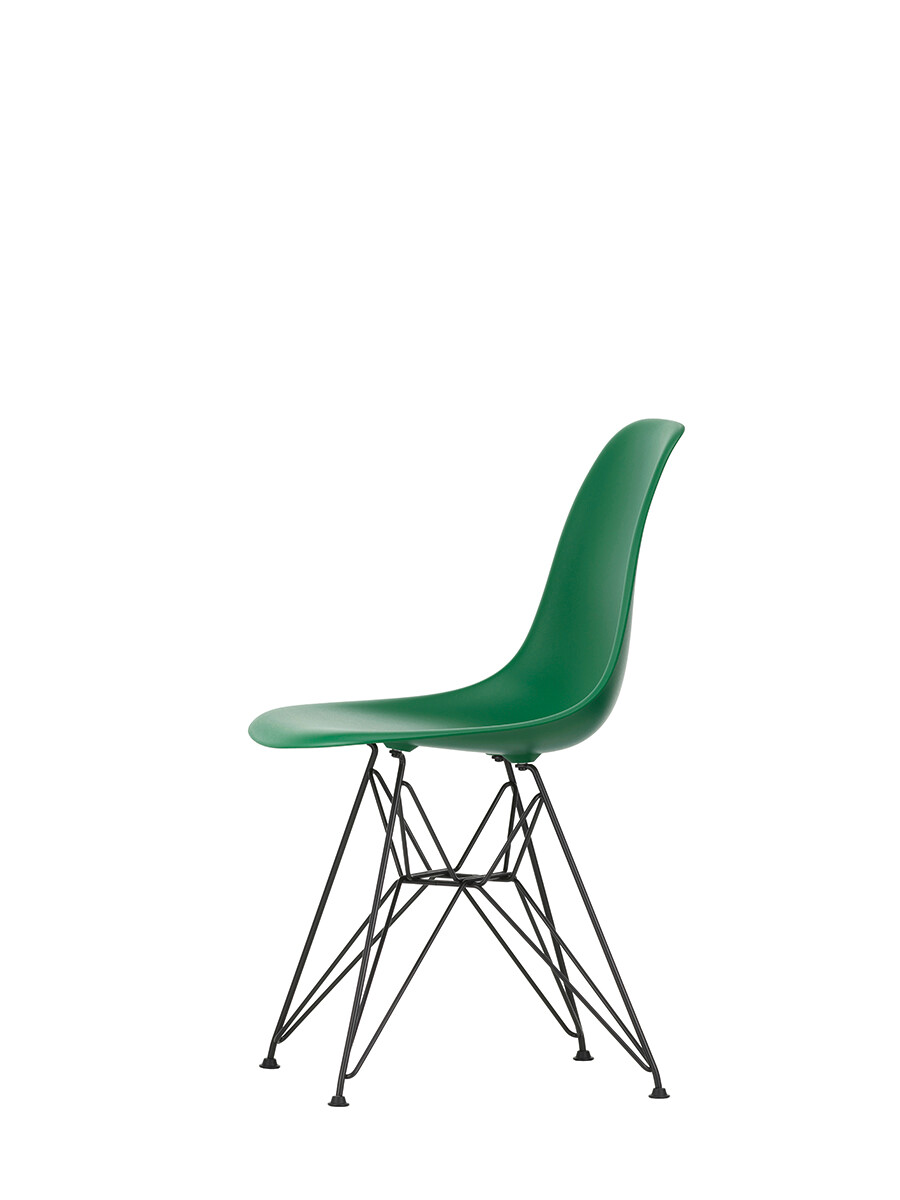 Billede af Eames Plastic Side Chair DSR, sort pulverlakeret fra Vitra (Emerald)