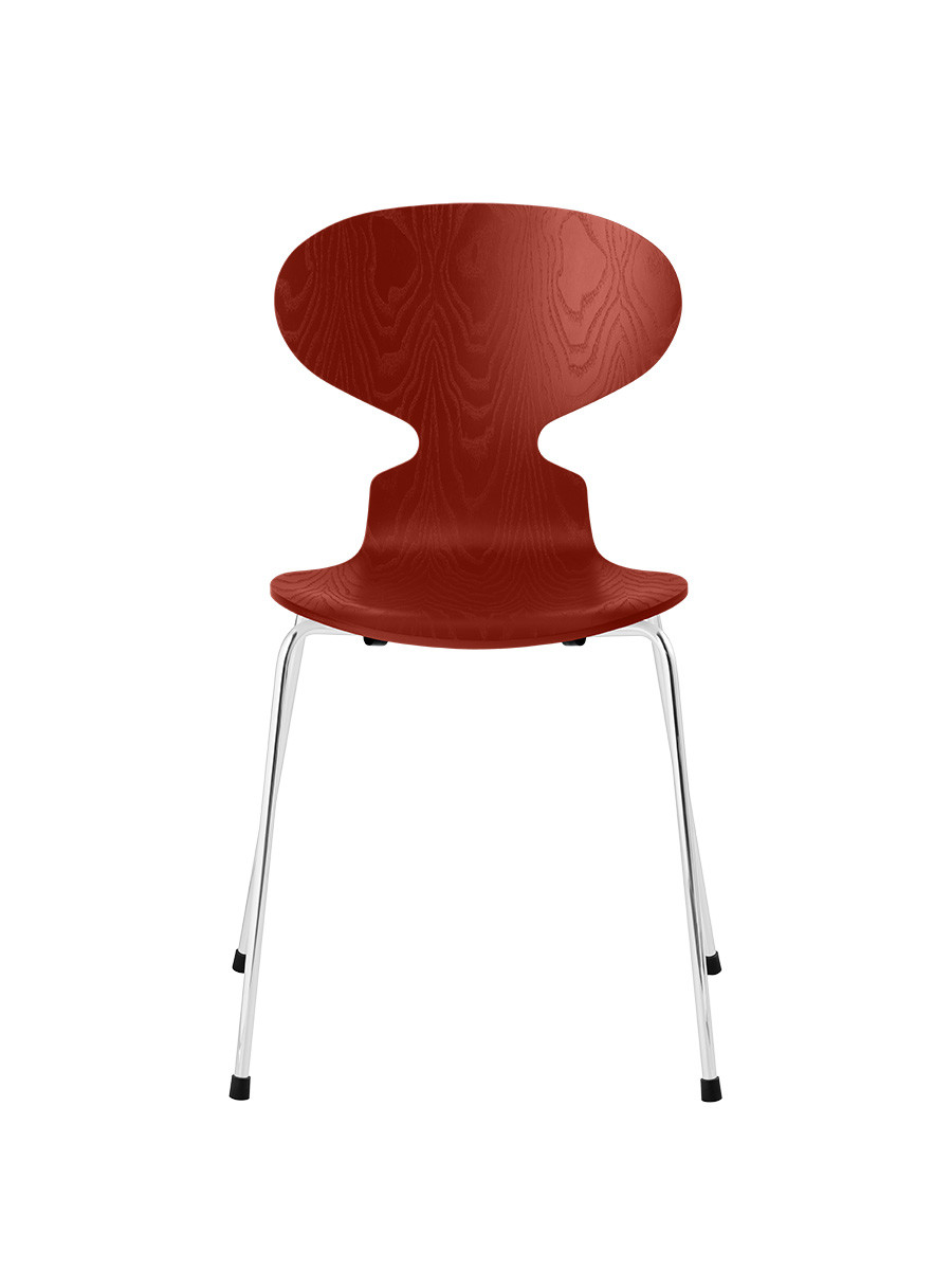Billede af 3101 Myren Stol i farvet ask af Arne Jacobsen (Venetian Red, Krom)