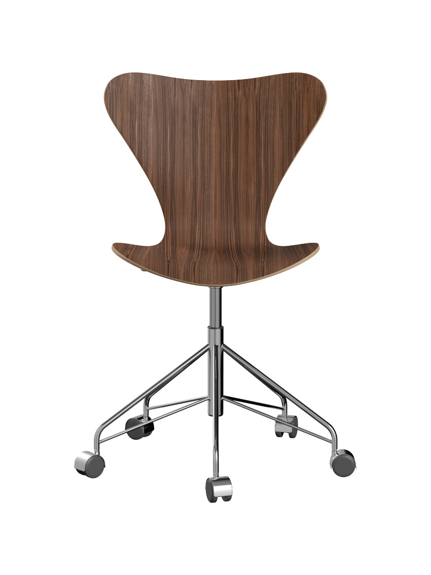 3117 Serie 7 Kontorstol af Arne Jacobsen (Uden polstring, Valnød, Ingen farve)
