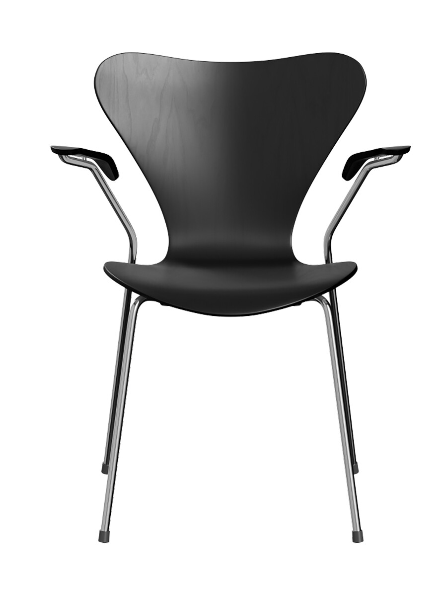 Billede af 3207 Serie 7 Armstol af Arne Jacobsen (Uden polstring, Farvet ask, Sort)