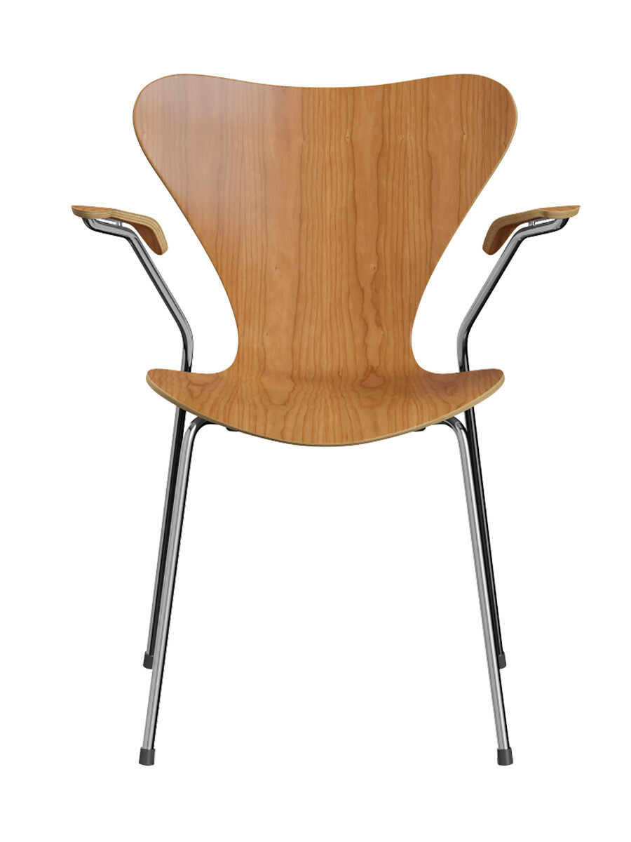 Billede af 3207 Serie 7 Armstol af Arne Jacobsen (Uden polstring, Kirsebær, Ingen farve)