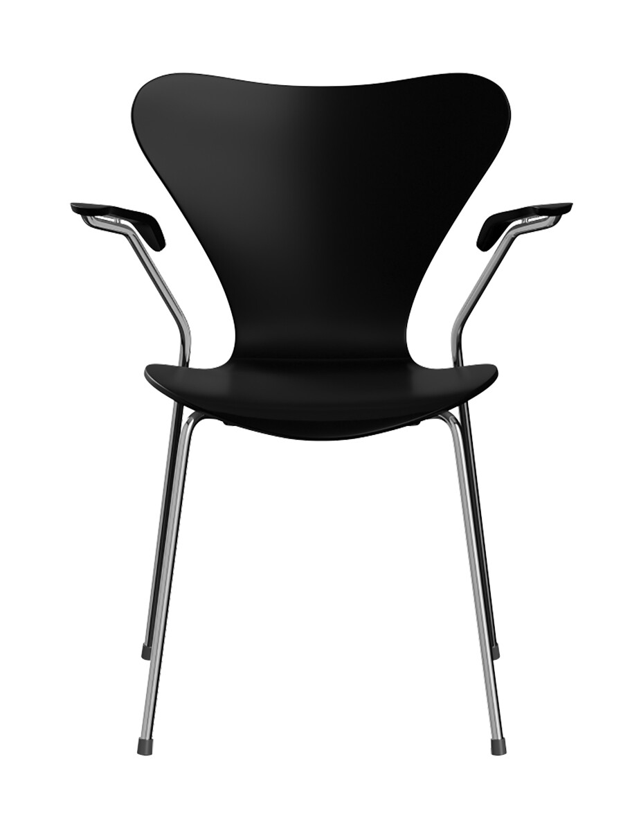 Billede af 3207 Serie 7 Armstol af Arne Jacobsen (Uden polstring, Lakeret, Sort)