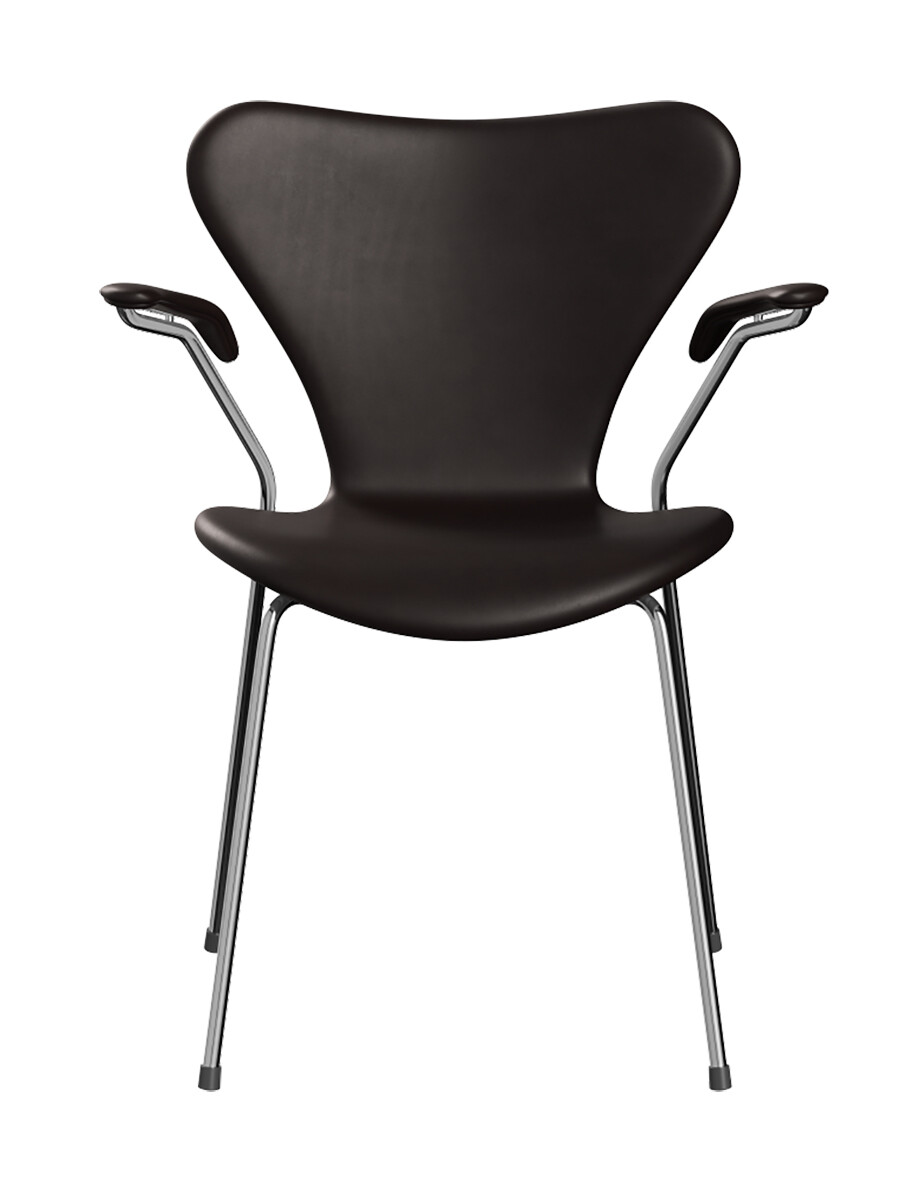 Billede af 3207 Serie 7 Armstol af Arne Jacobsen (Mørk/brun, Fuldpolstret, Grace læder)