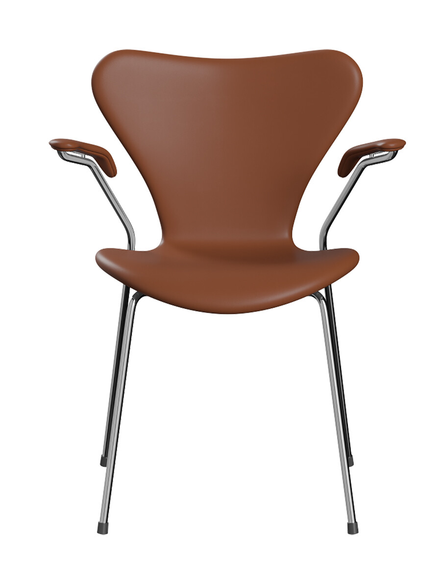 Billede af 3207 Serie 7 Armstol af Arne Jacobsen (Fuldpolstret, Soft læder, Cognac)