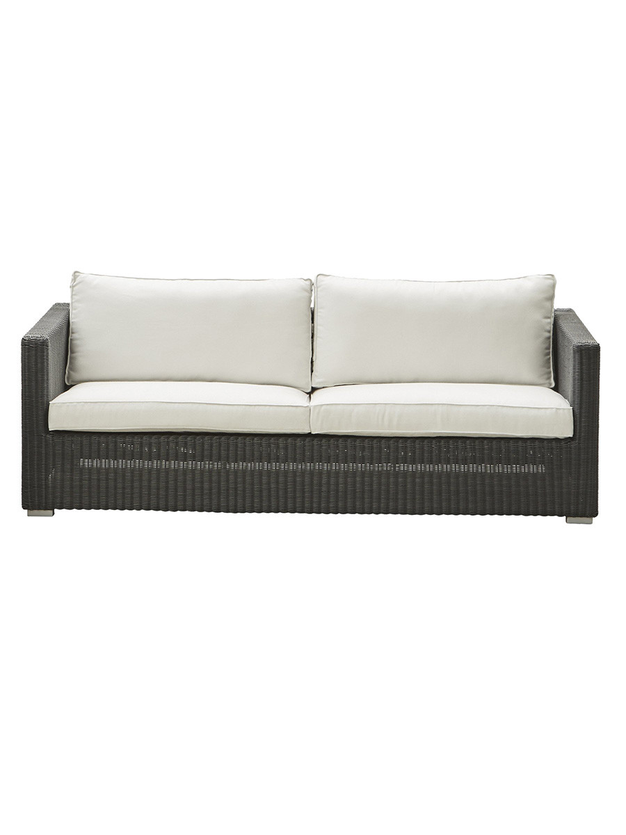 Chester 3 pers Loungesofa fra Cane-line (Graphite, White, Cane-line Natté inkl. QuickDry)