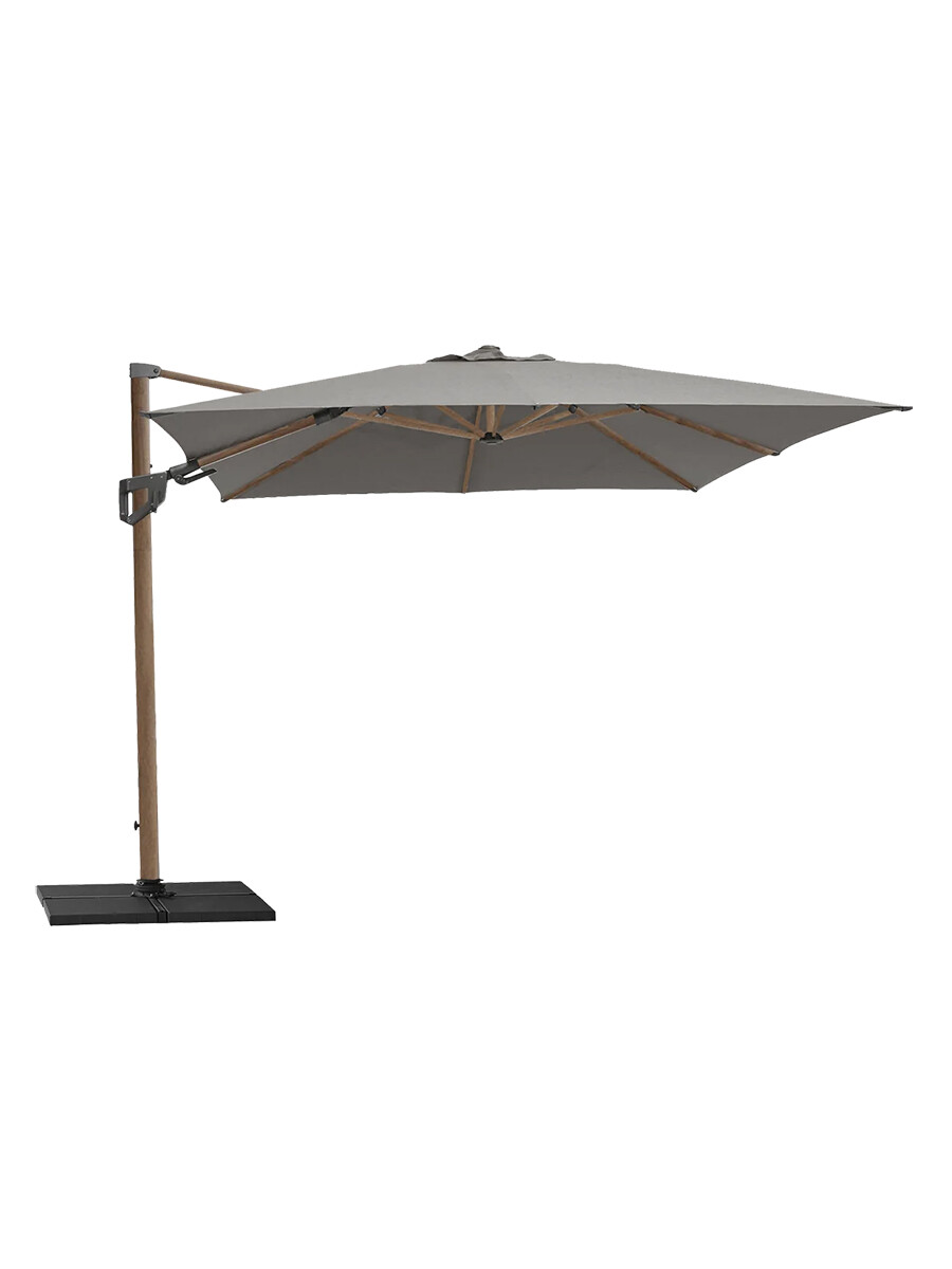 Hyde Luxe Parasol 3×3 m. med tilt inkl. fod fra Cane-line (Taupe/Wood Look)