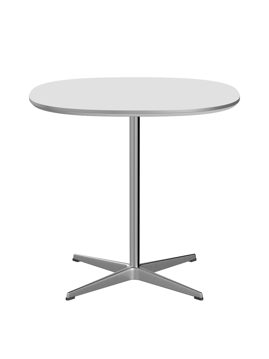 Piet Hein A602 cafébord, 75 x 75 cm fra Fritz Hansen (Hvid laminat m. alukant)