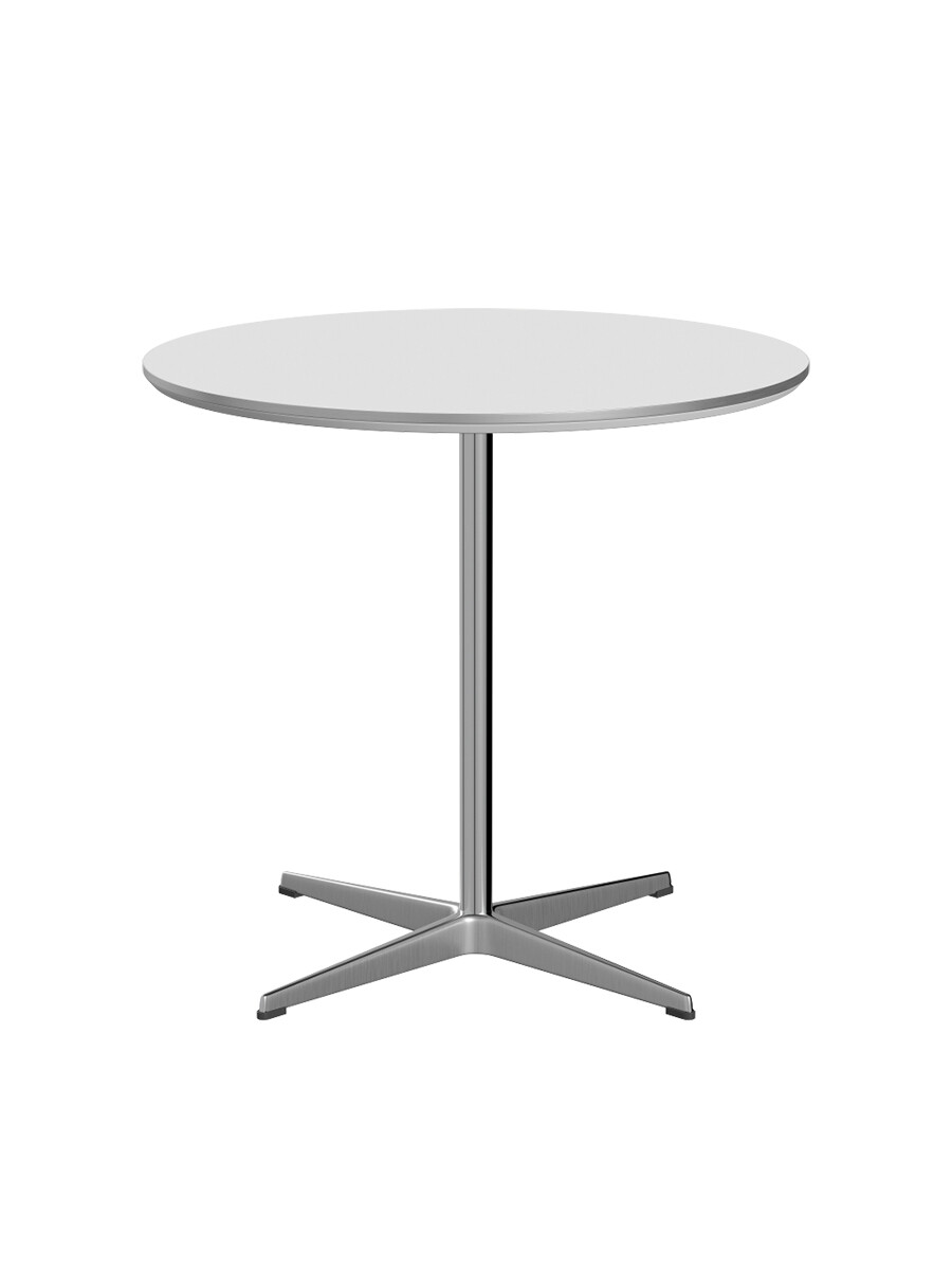 Piet Hein A622 cafébord, Ø75 cm fra Fritz Hansen  (Hvid laminat m. alukant)