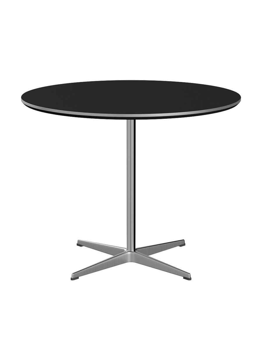 Piet Hein A623 Cafébord, Ø90 cm fra Fritz Hansen (Sort laminat m. alukant)