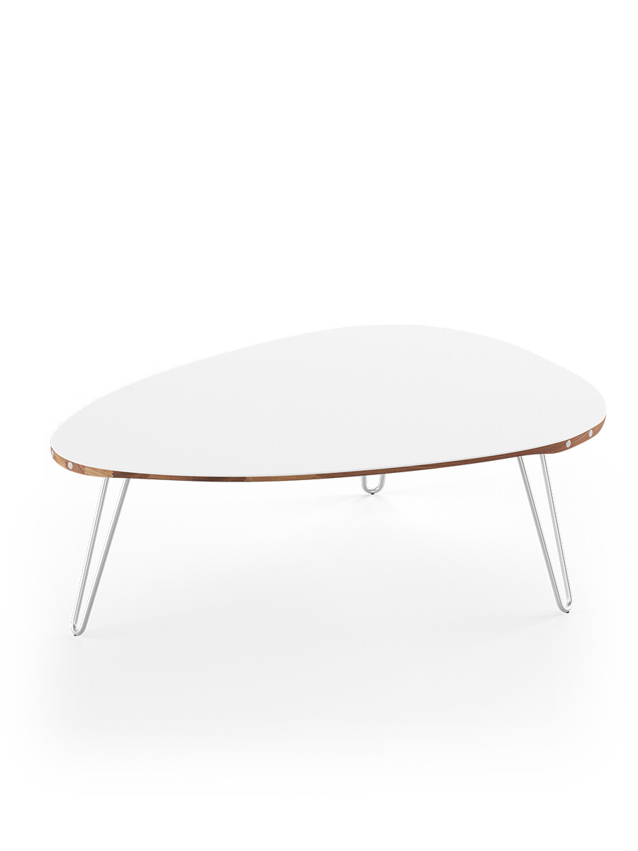 AK1861 Sofabord fra Naver Collection (Valnød olie, H: 42 cm, Rustfrit stål)