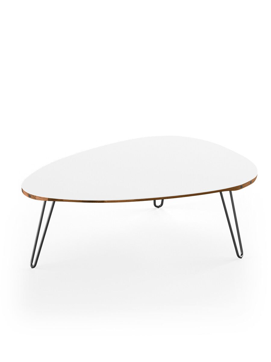 AK1861 Sofabord fra Naver Collection (Valnød olie, H: 42 cm, Sort pulverlakeret)