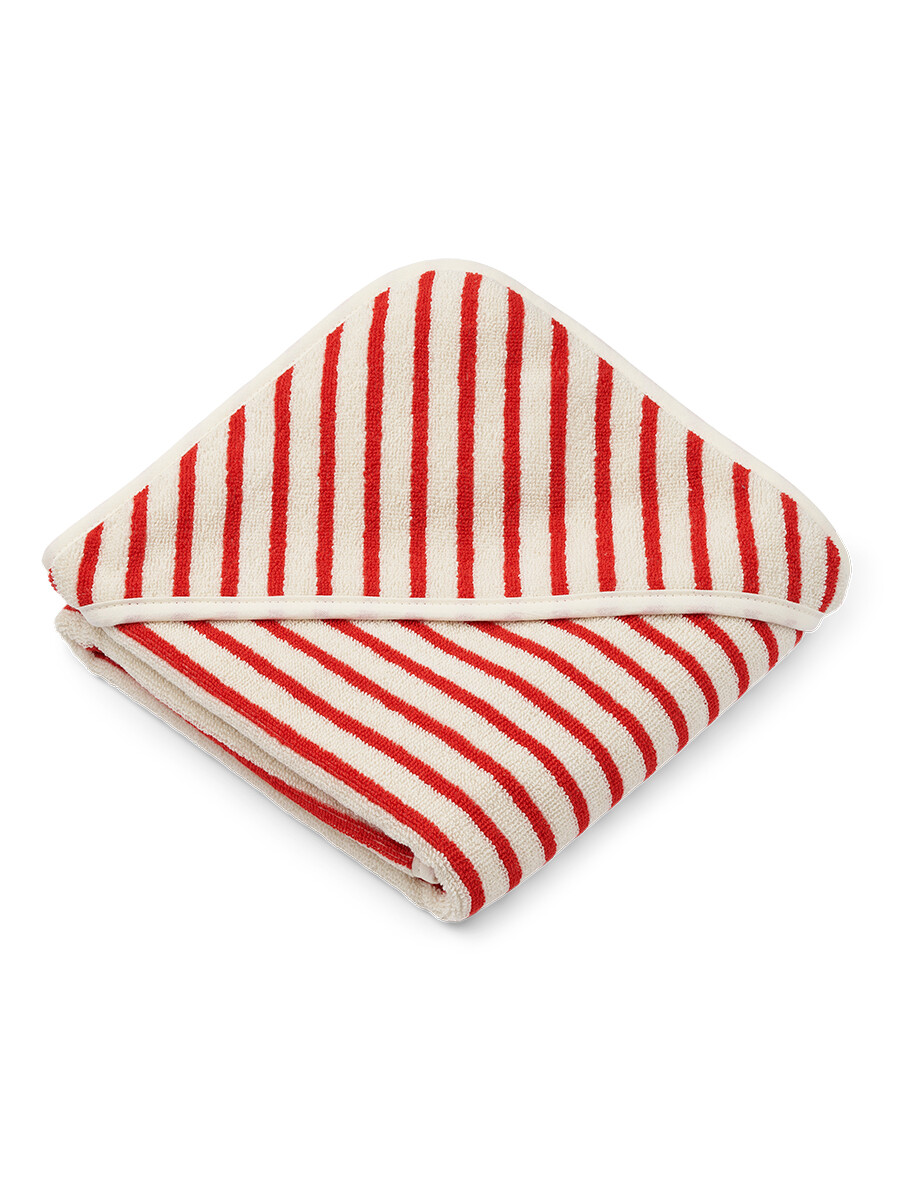 Alba babyhåndklæde med hætte, apple red/creme de la creme fra Liewood