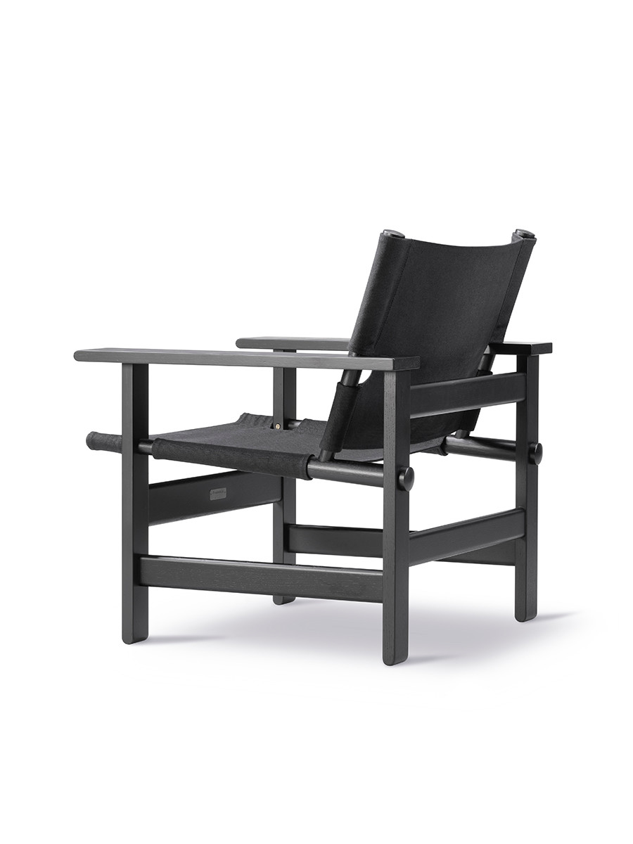 The Canvas Chair af Børge Mogensen (Sort eg / sort canvas, Ingen hynde)