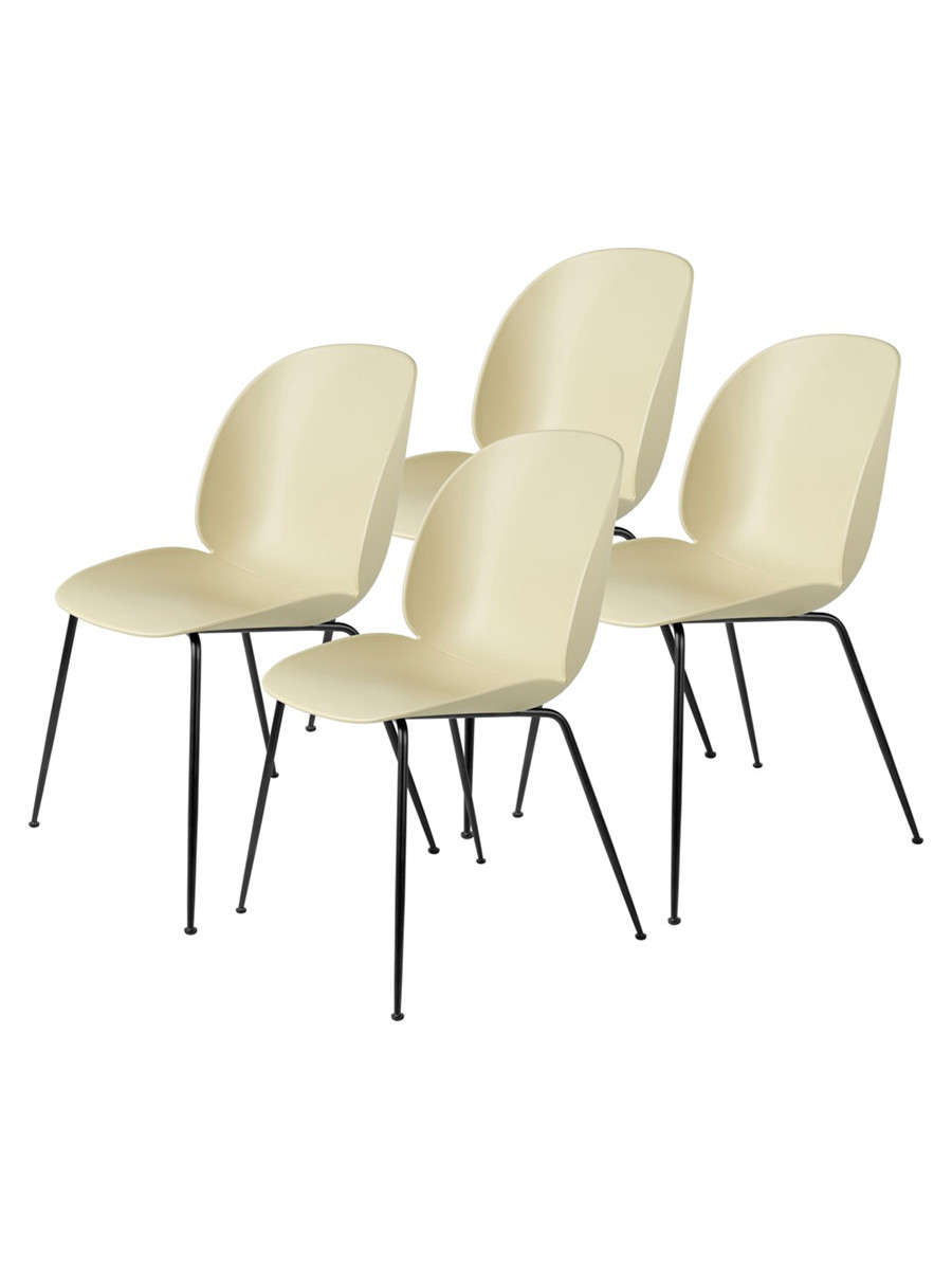Beetle chair, conic base 4 stk fra Gubi (Pastel Green, Black Matt base)