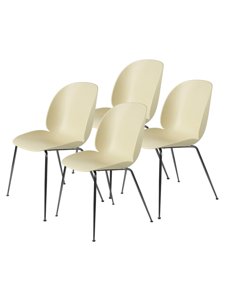 Beetle chair, conic base 4 stk fra Gubi (Pastel Green, Black Chrome base)