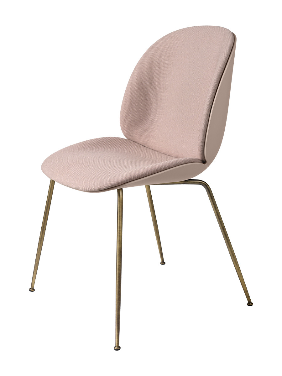 Billede af Beetle Chair forsidepolstret fra Gubi (Prisgruppe 4, Sweet pink shell, Wood base, Oak base)
