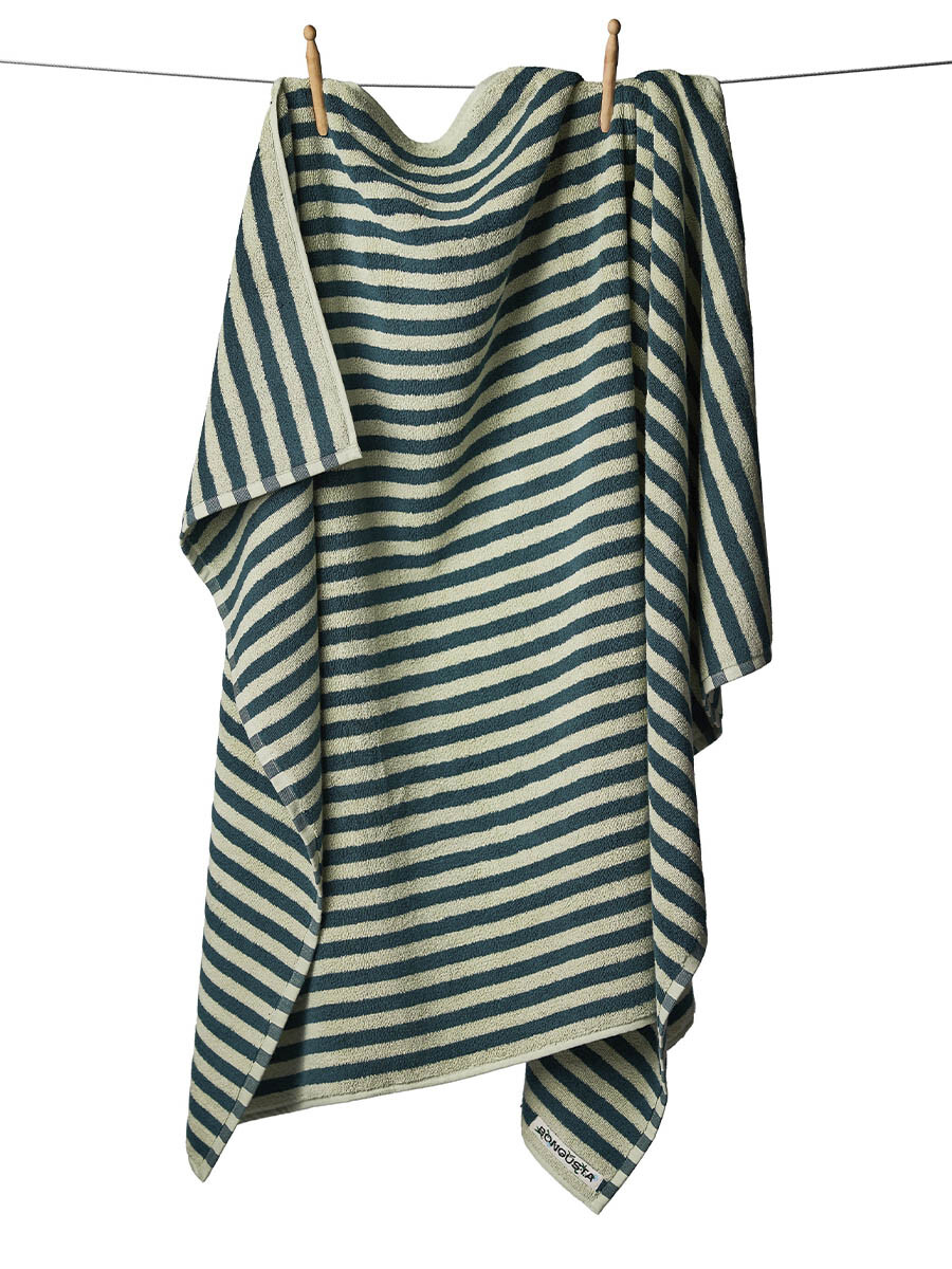 Billede af Naram towel - Sea foam & Deep teal fra Bongusta (100 x 150 cm)