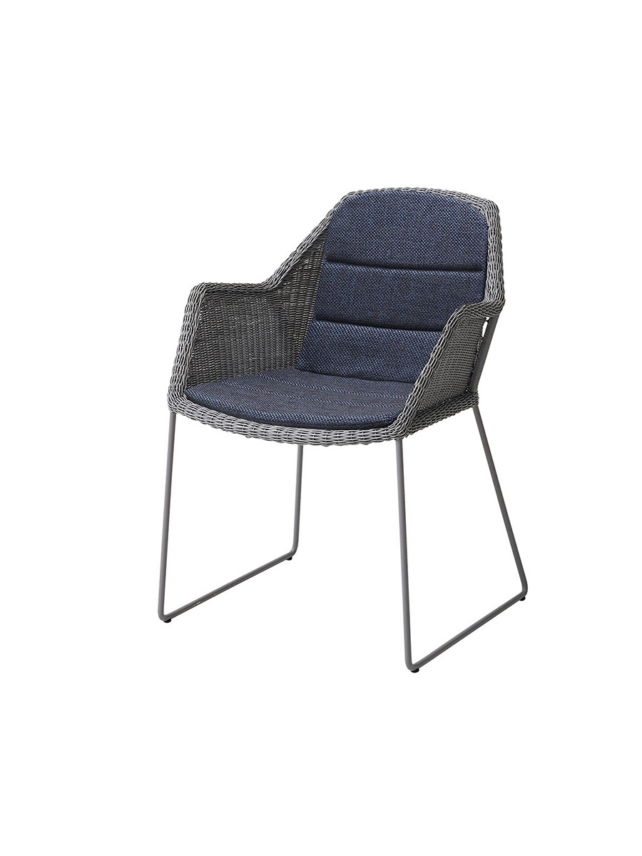 Breeze havestol med meder stel fra Cane-line (Light grey, Dark blue, Cane-line Limit)
