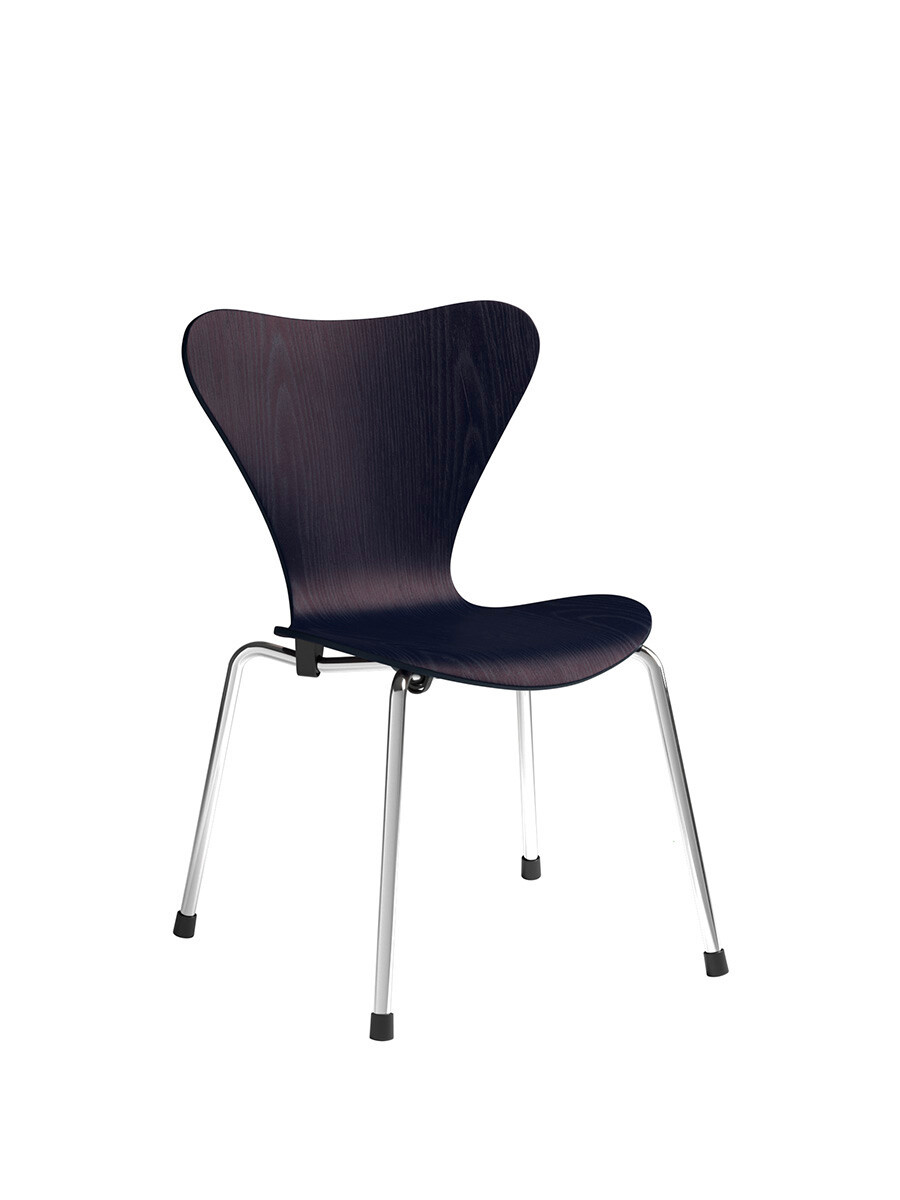 3177 Barnestol, Serie 7 af Arne Jacobsen (Midnight Blue, Krom)
