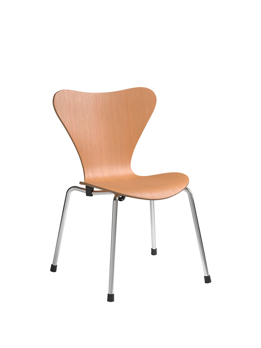 3177 Barnestol, Serie 7 af Arne Jacobsen (Oregon Pine, Krom)