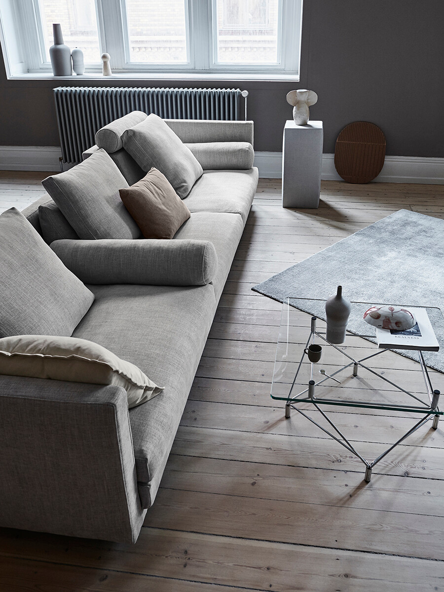 Spider Sofabord 80 x 80 cm, sort stel fra Eilersen (Klar Glasplade)