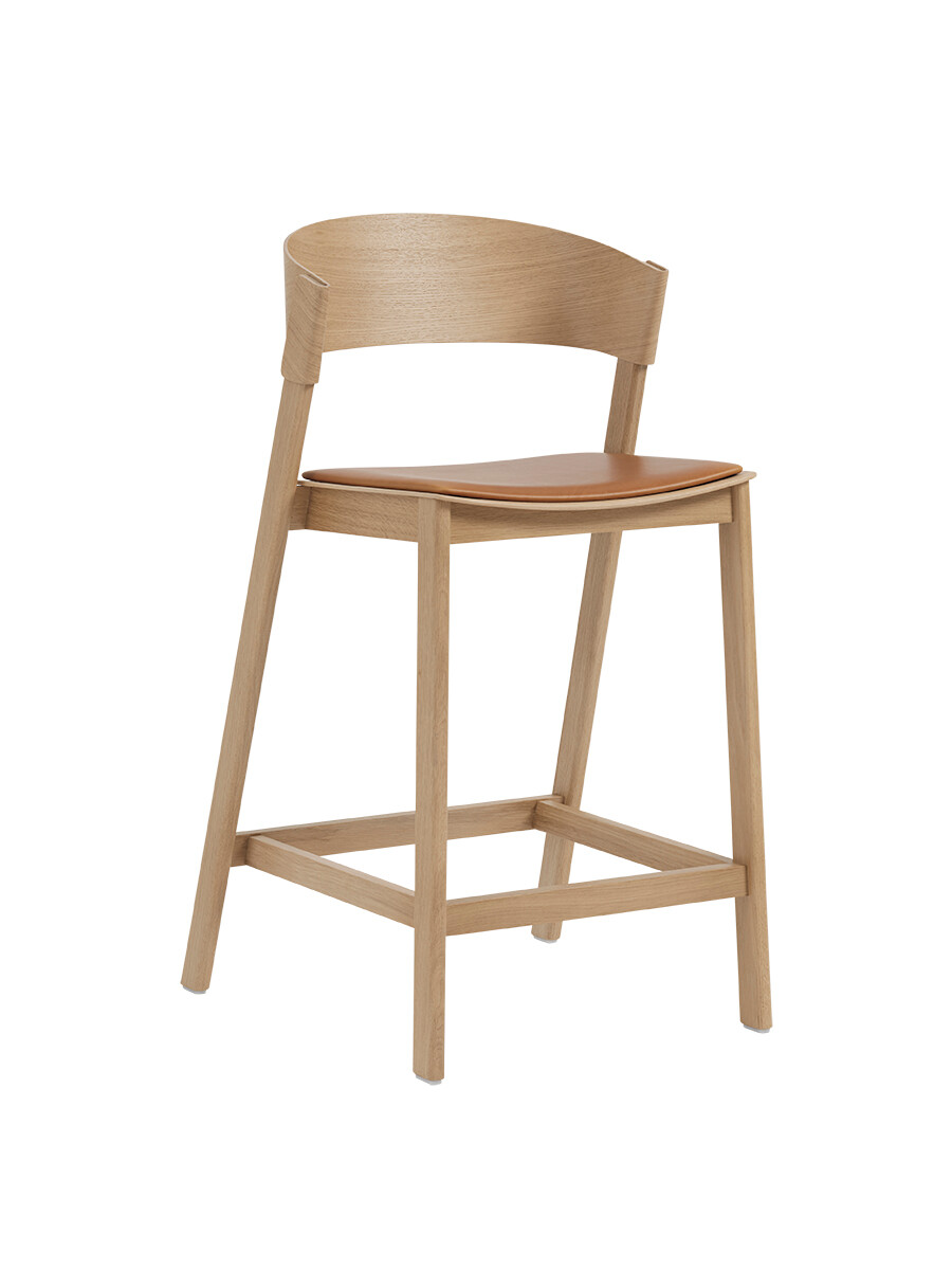 Billede af Cover Counter Stool, oak w. cognac leather fra Muuto