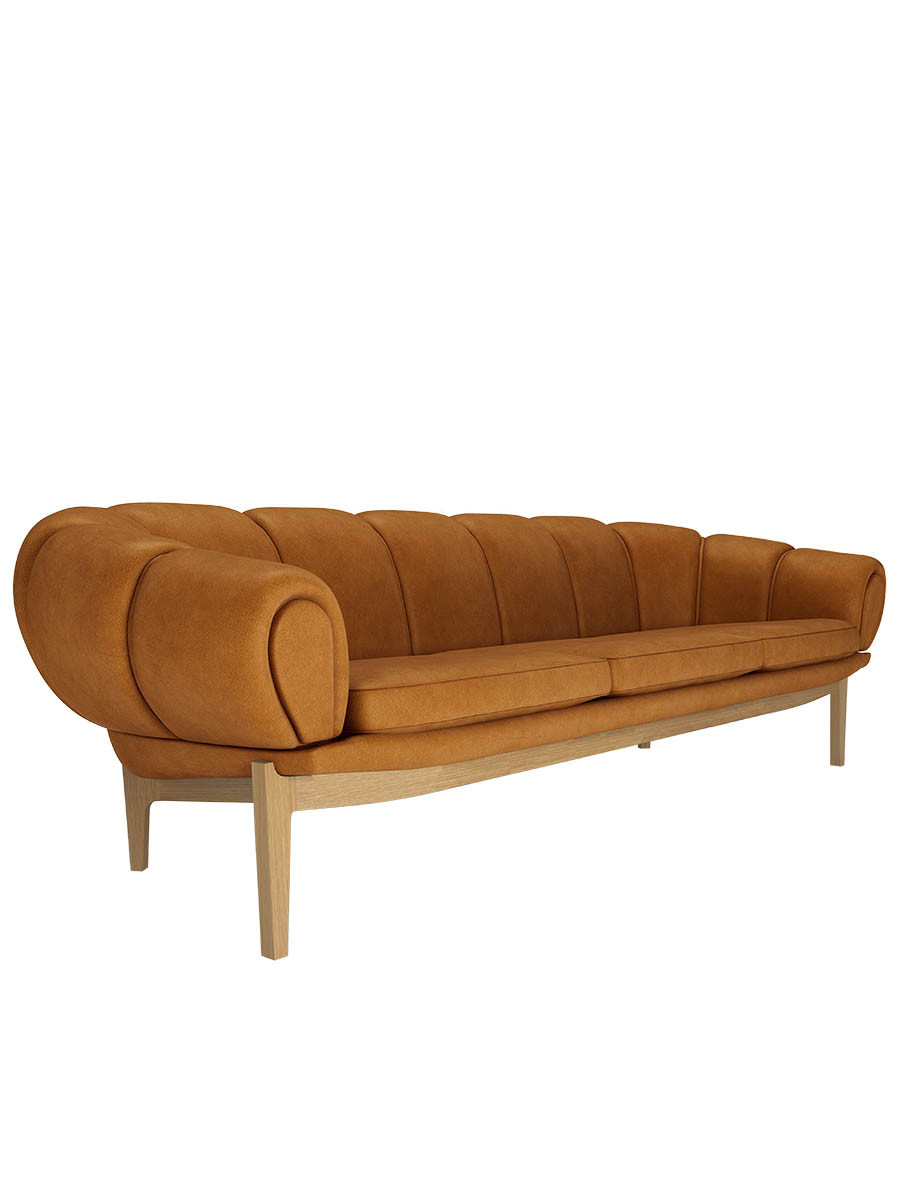 Billede af Croissant sofa 3-seater læder fra Gubi (Prisgruppe 6, Massiv olieret amerikansk valnød)