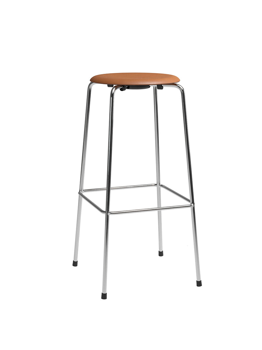 Dot Høj Barstol m. 4 ben, valnød læder af Arne Jacobsen