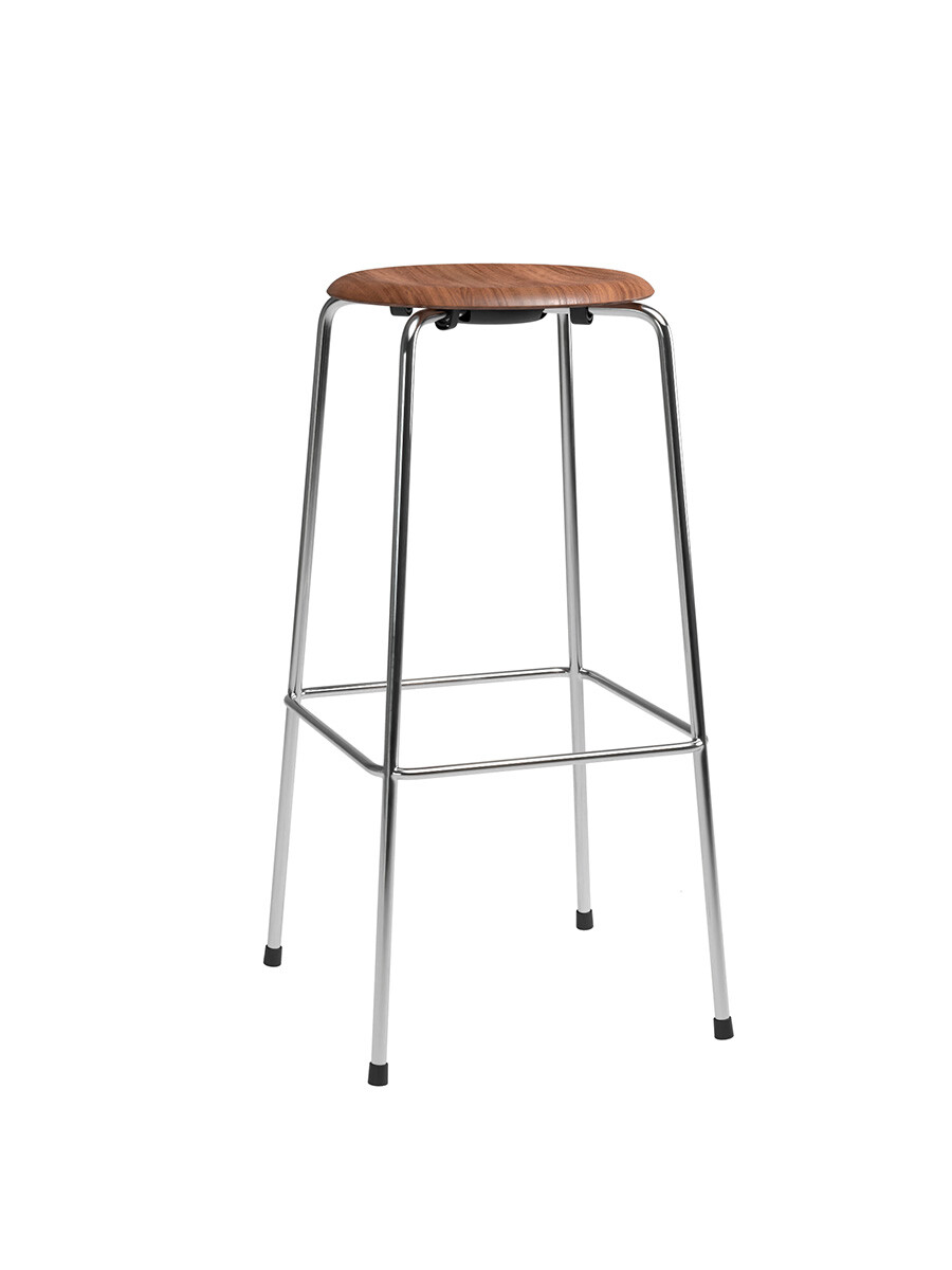 Dot Høj Barstol m. 4 ben, valnød finer af Arne Jacobsen