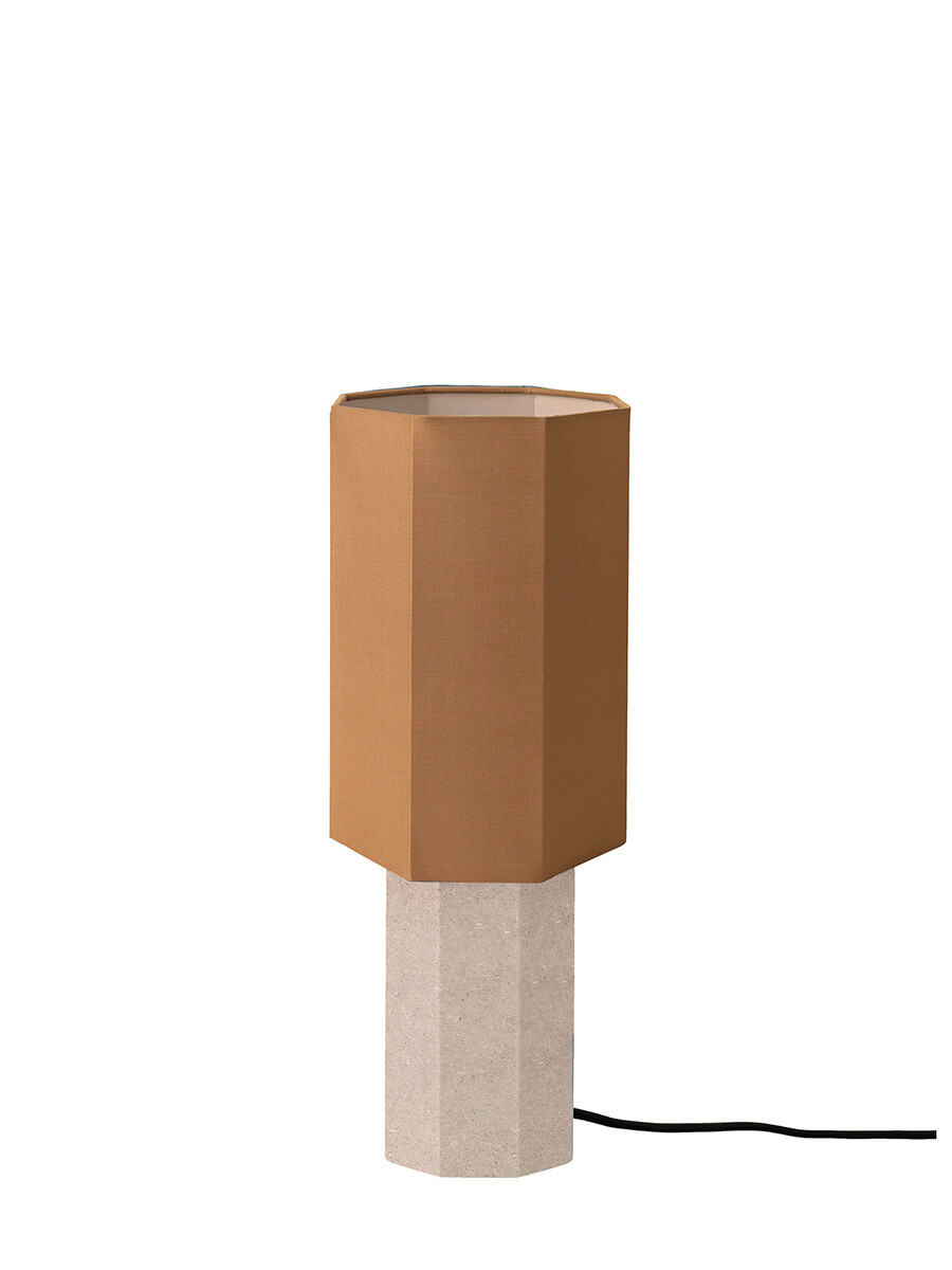 The Eight Over Eight Lamp Small, beige travertine fra Louise Roe (Brass)