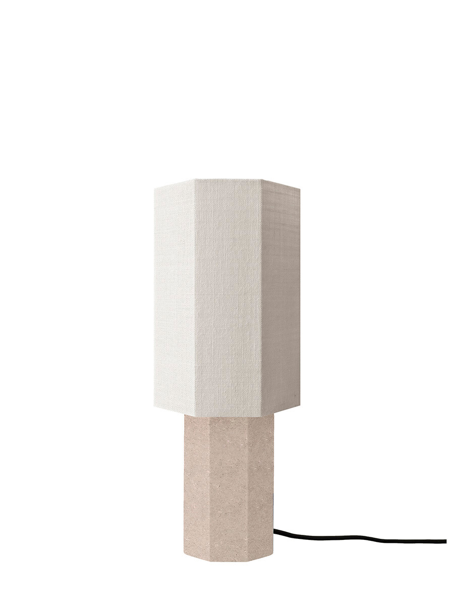 The Eight Over Eight Lamp Small, beige travertine fra Louise Roe (Jute White)