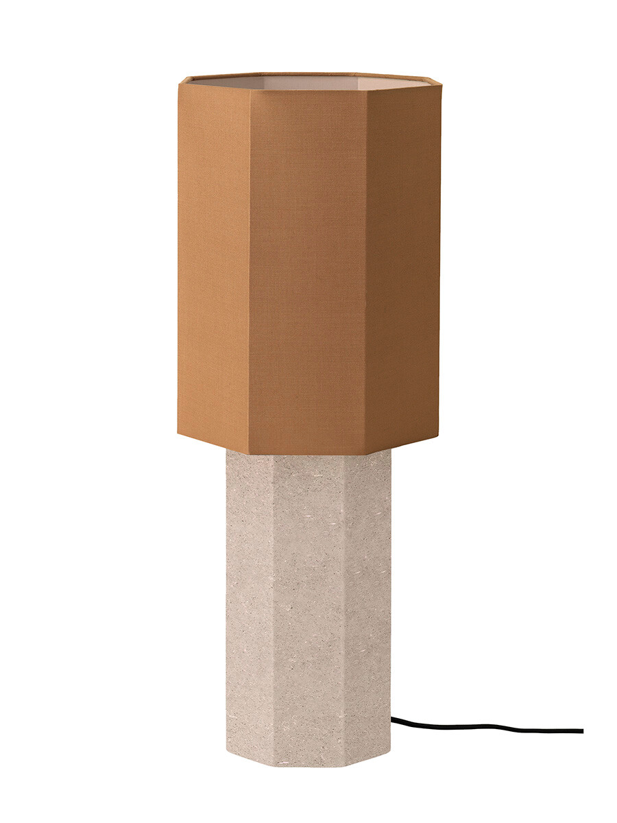 Billede af The Eight Over Eight Lamp Large, beige travertine fra Louise Roe (Brass)