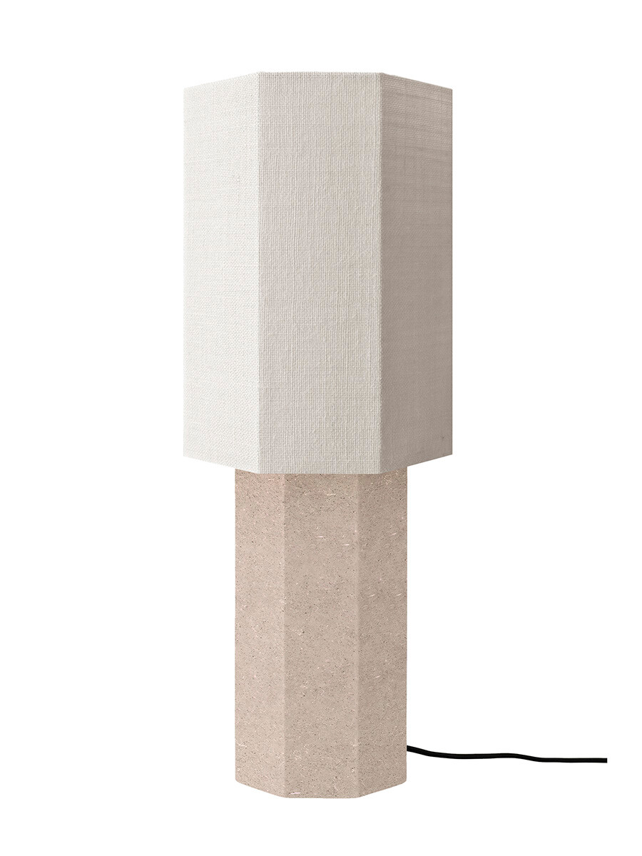 The Eight Over Eight Lamp Large, beige travertine fra Louise Roe (Jute White)