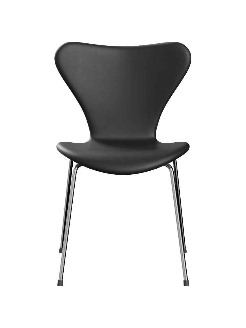 Billede af 3107 stol, fuldpolstret Essential læder sort/krom stel af Arne Jacobsen