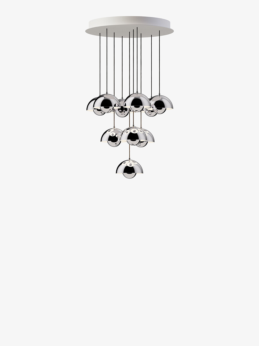 Flowerpot Chandelier VP10, 10 pendants fra &Tradition (Chrome-Plated)