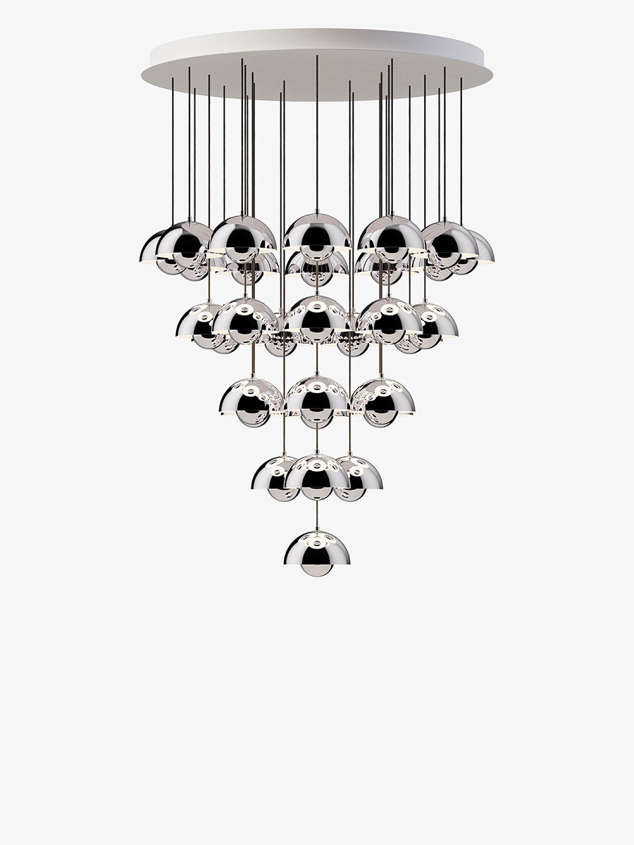 Flowerpot Chandelier VP10, 31 pendants fra &Tradition (Chrome-Plated)