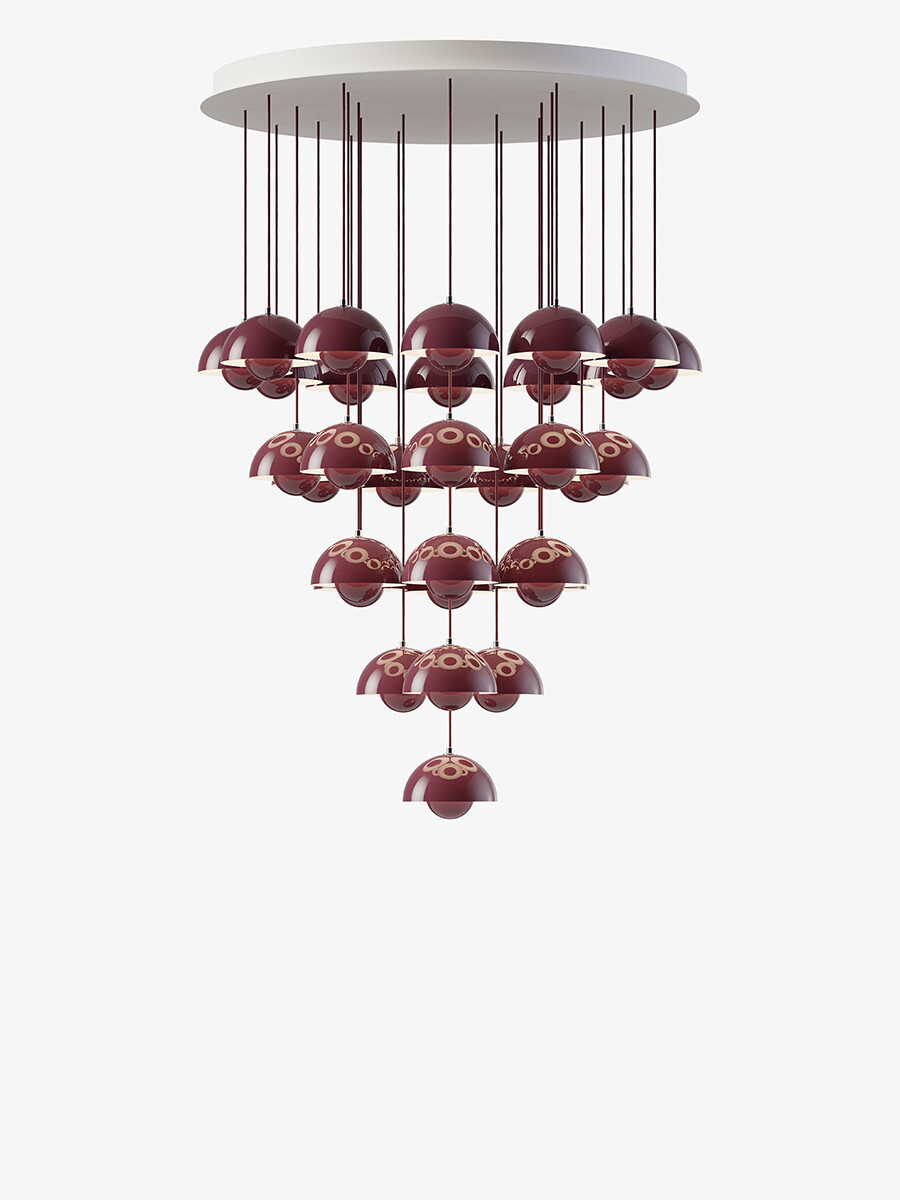 Flowerpot Chandelier VP10, 31 pendants fra &Tradition (Dark Plum)