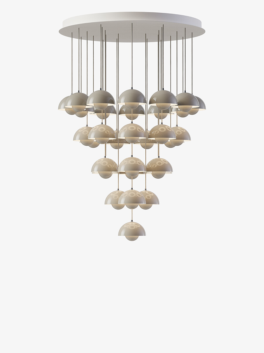 Flowerpot Chandelier VP10, 31 pendants fra &Tradition (Grey beige)