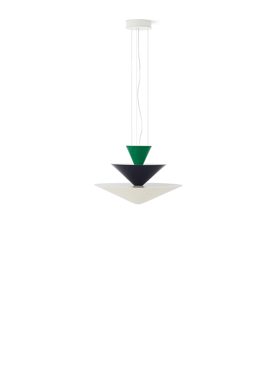 Gio LN14 Chandelier fra &Tradition (Signal Green, Deep Blue & Ecru White)