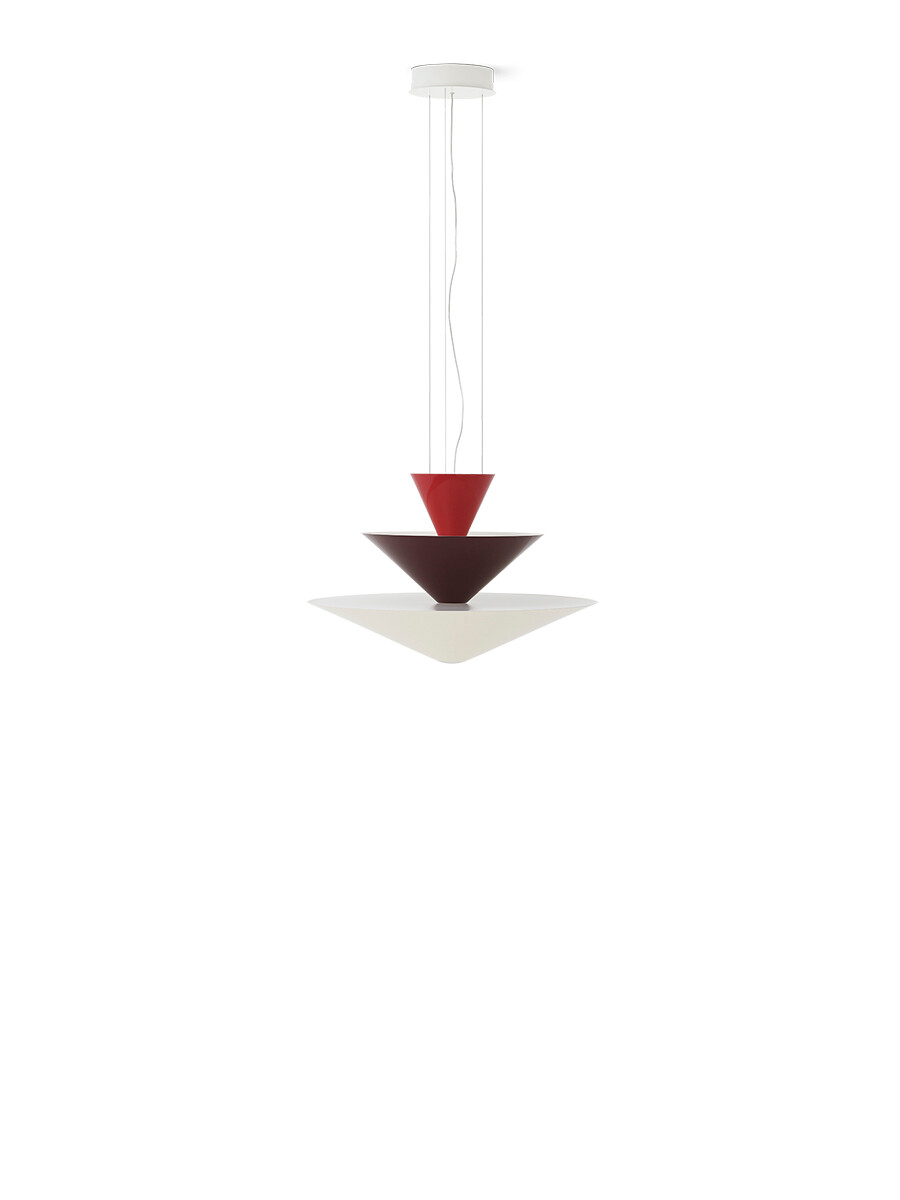 Gio LN14 Chandelier fra &Tradition (Vermilion Red, Dark Burgundy & Ecru White)
