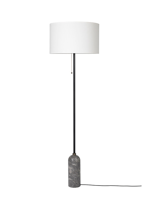 Gravity Gulvlampe fra GUBI (Hvid skærm, Grå marmor)