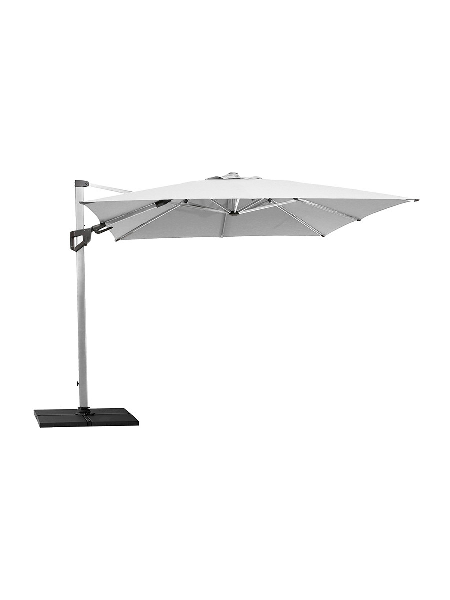 Hyde Luxe parasol 3×3 m. med tilt inkl. fod fra Cane-line (Dusty white)