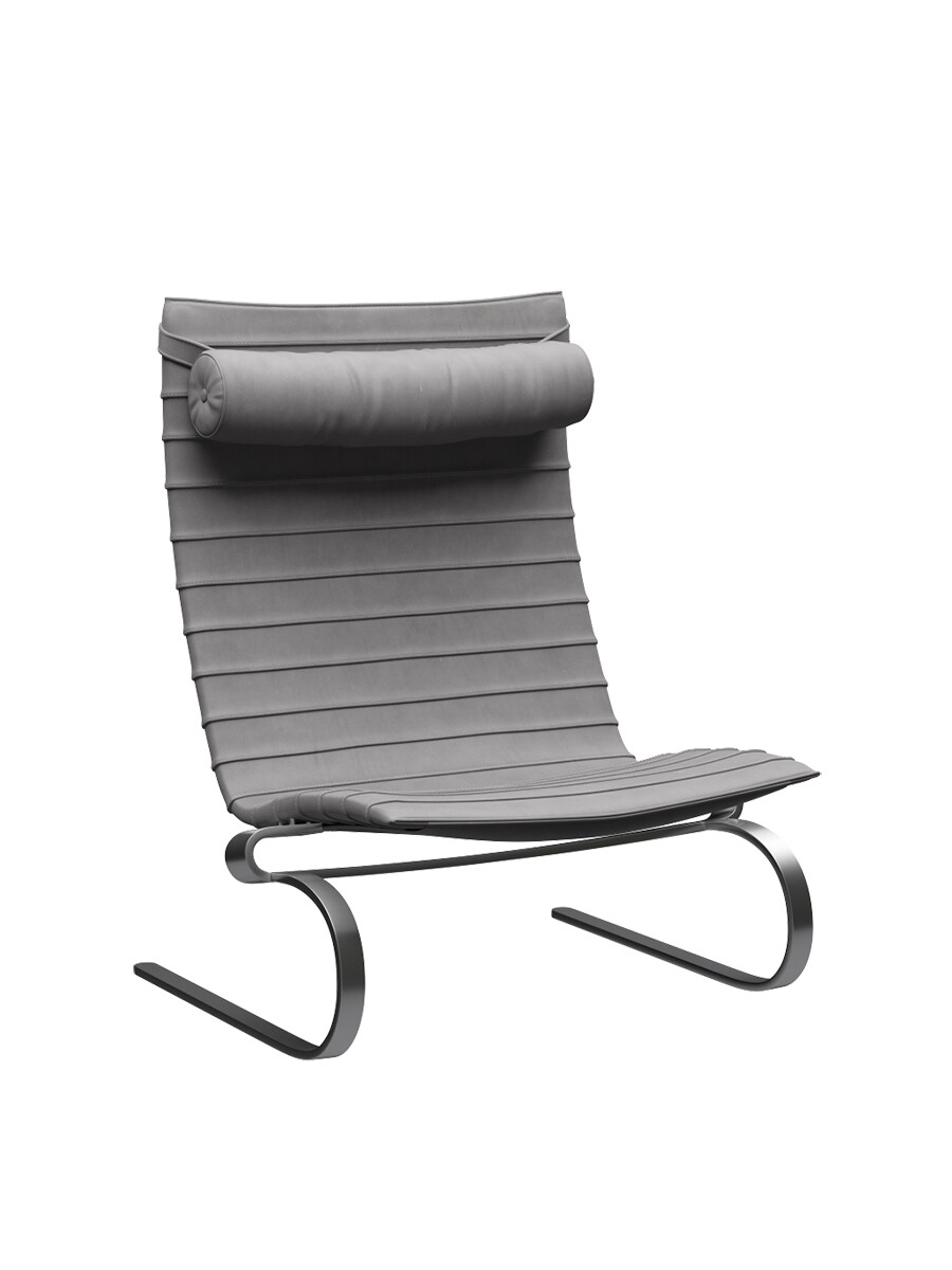 Billede af PK20 Loungestol af Poul Kjærholm (Concrete, Embrace læder)