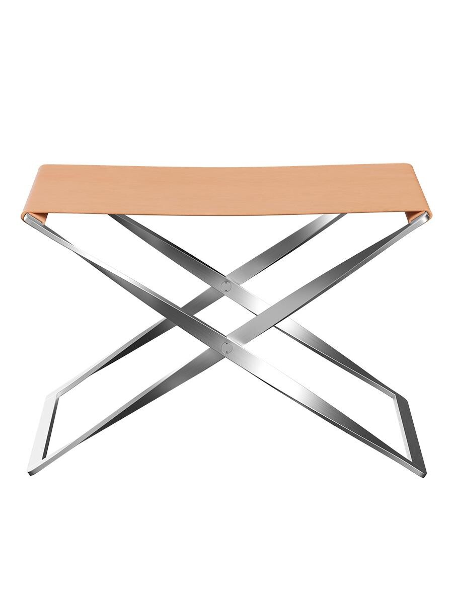 PK91 foldestol, naturlæder af Poul Kjærholm