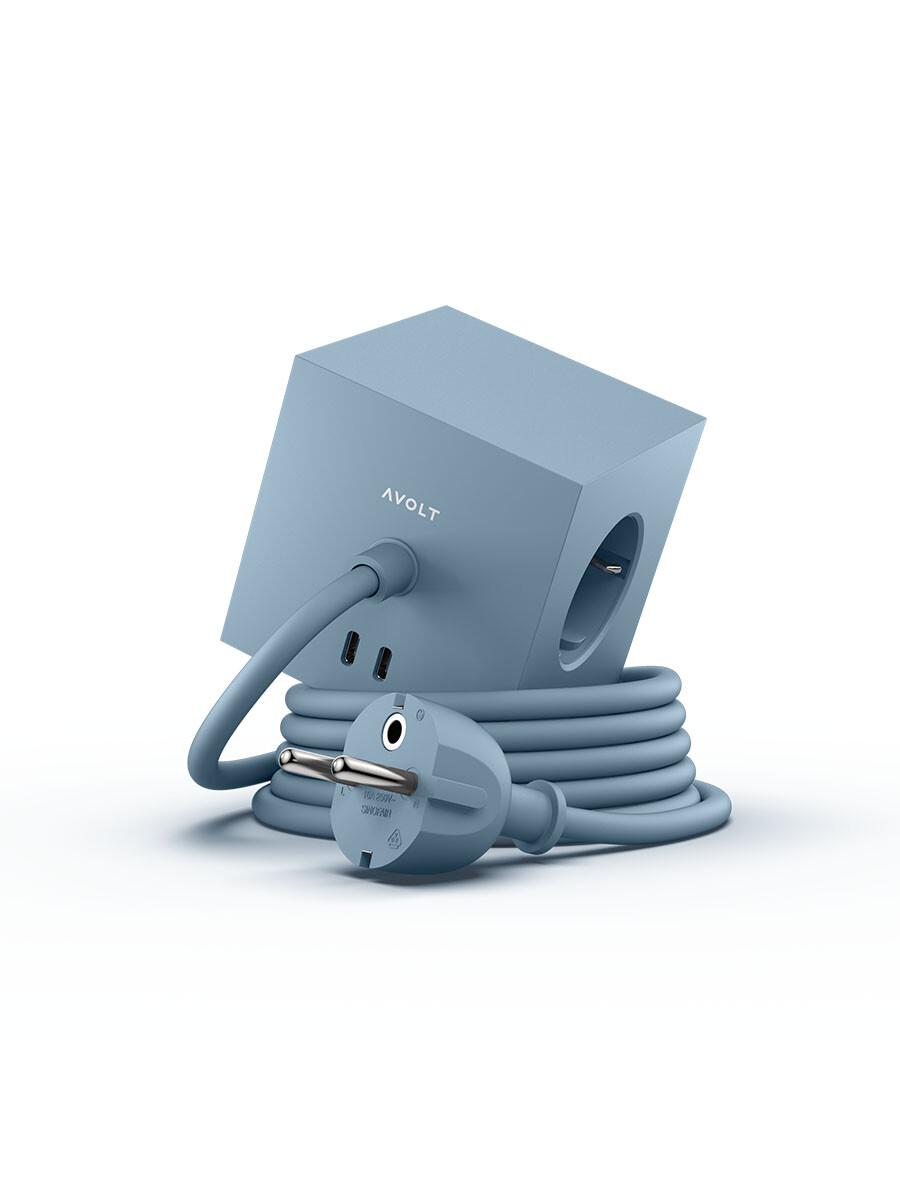 Square 1 Stikdåse med USB-C, shark blue fra Avolt